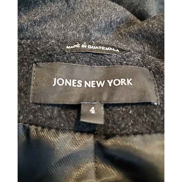 JONES NEW YORK Long Soft Black Wool Blend Trench/Maxi Coat Size 4 Soft Pockets - Picture 3 of 14